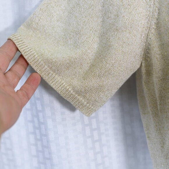 Drapers & Damons Sweater Womens L Gold Metallic Knit Sparkly Stretchy Pullover - Picture 4 of 8